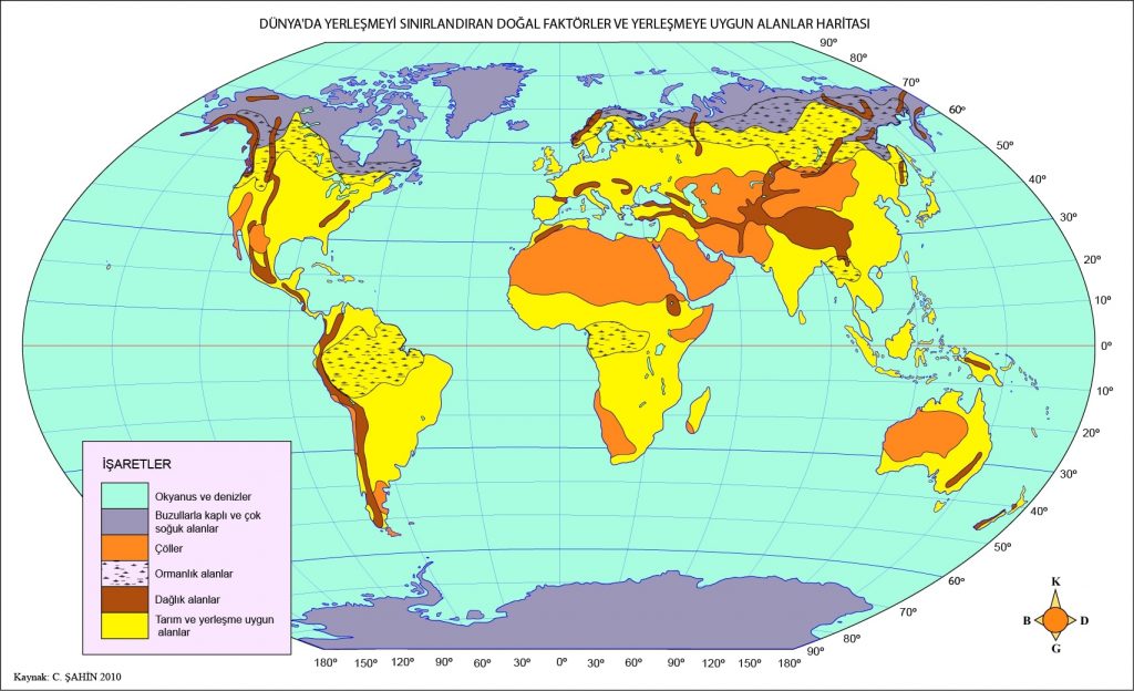 Dünya Yerleşmeye Uygun Alanlar Haritası